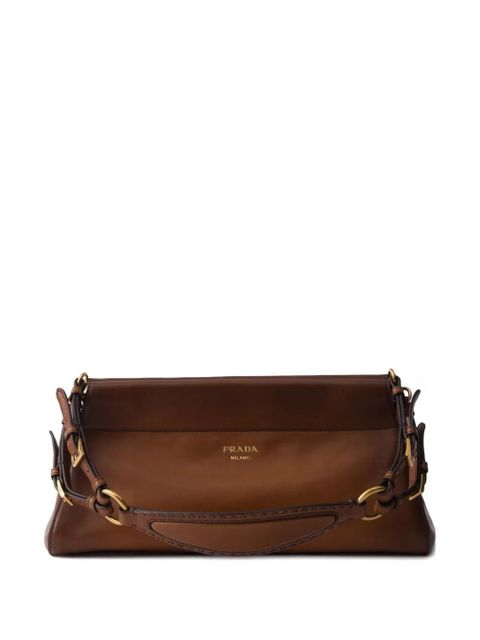 Prada Enchaîné leather buckle-strap shoulder bag - Brown - zdjęcie produktu nr 1