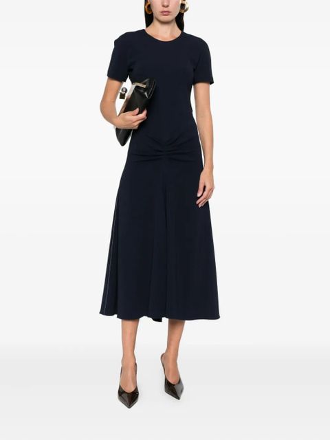 Victoria Beckham short-sleeve gathered dress - Blue