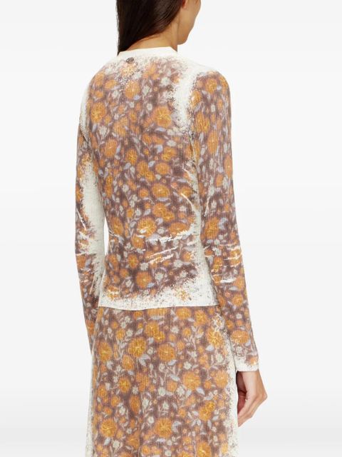 Diesel M-Blomien floral ribbed V-neck cardigan - Brown