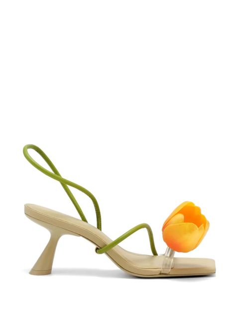 Cult Gaia Ria floral-strap leather sandals - Neutrals - zdjęcie produktu nr 1