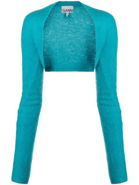 GANNI knitted cropped bolero - Blue - zdjęcie produktu nr 1