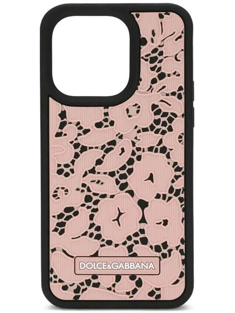 Dolce & Gabbana floral-lace iPhone 14 Pro case - Pink - zdjęcie produktu nr 1