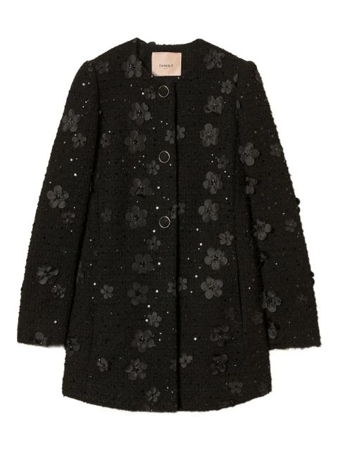 TWINSET flower-sequin embellished coat - Black - zdjęcie produktu nr 1