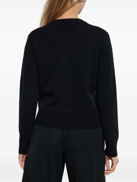 AMI Paris heart-embroidered button wool cardigan - Black