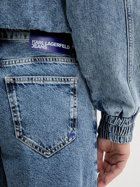 Karl Lagerfeld Jeans szorty jeansowe damskie kolor niebieski gładkie high waist A2W10042