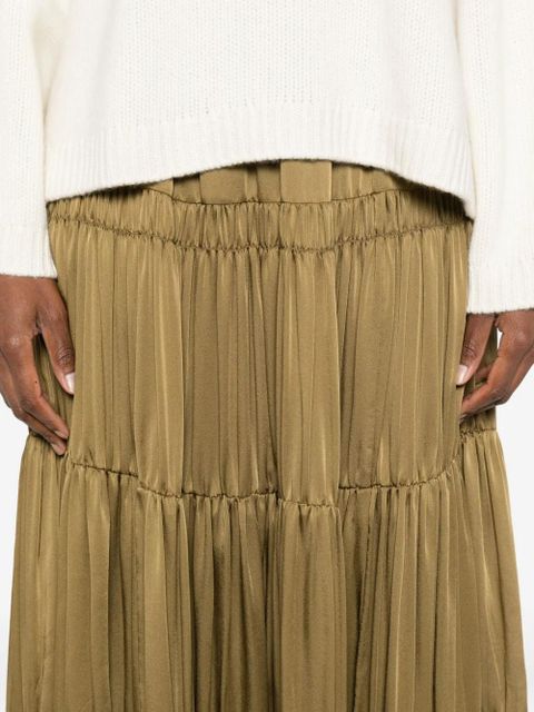 Ulla Johnson silk tiered A-line skirt - Green