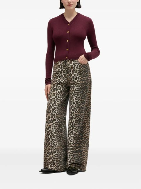 GANNI buttoned V-neck cardigan - Red - zdjęcie produktu nr 2