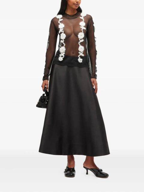 GANNI satin-effect maxi skirt - Black