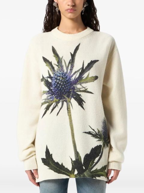 Blumarine floral-motif crew-neck sweater - White - zdjęcie produktu nr 2