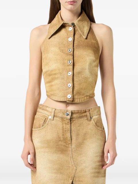 Blumarine button denim tank top - Neutrals