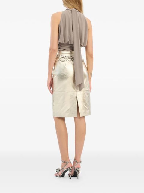 ROTATE BIRGER CHRISTENSEN leather midi skirt - Gold