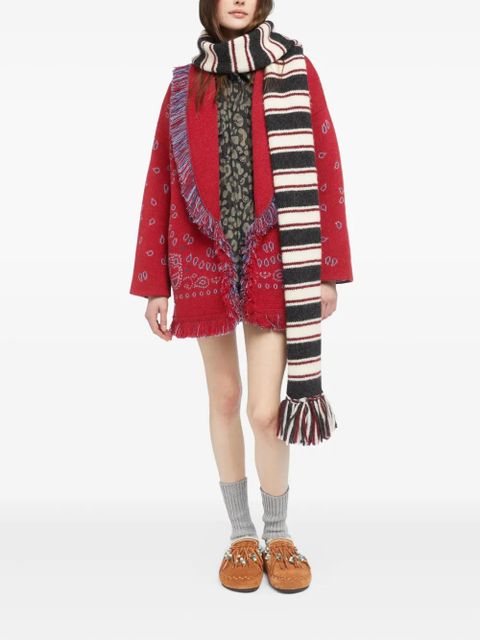 Alanui bandana-jacquard fringe cardigan - Red - zdjęcie produktu nr 2