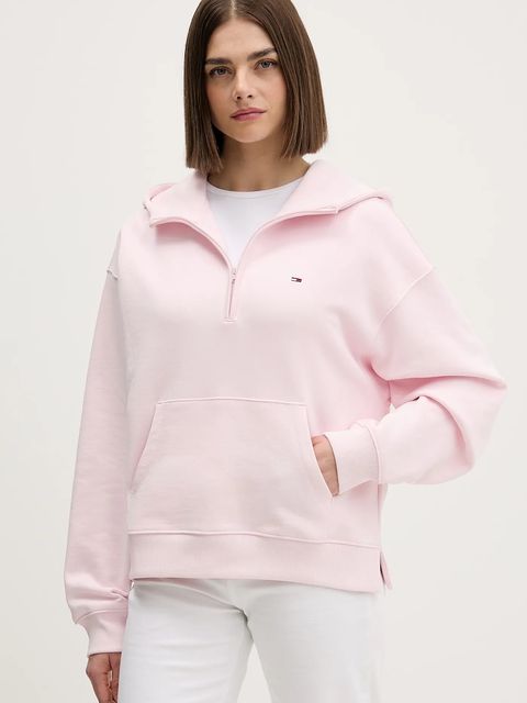 Tommy Jeans bluza bawełniana damska kolor różowy z kapturem gładka DW0DW21924 - zdjęcie produktu nr 1