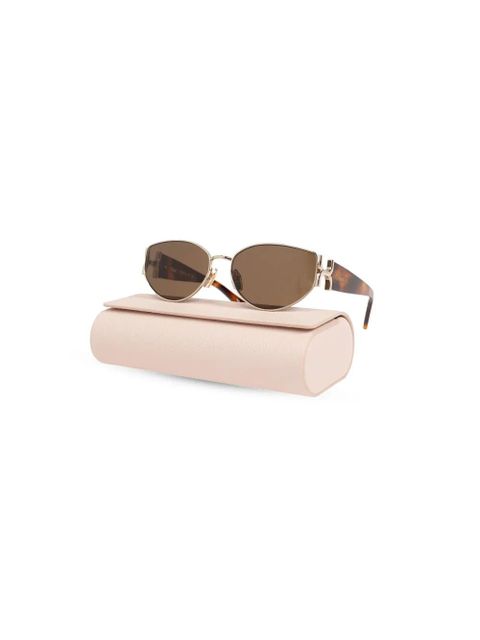 Chloé Eyewear logo-engraved oval-lens sunglasses - Brown