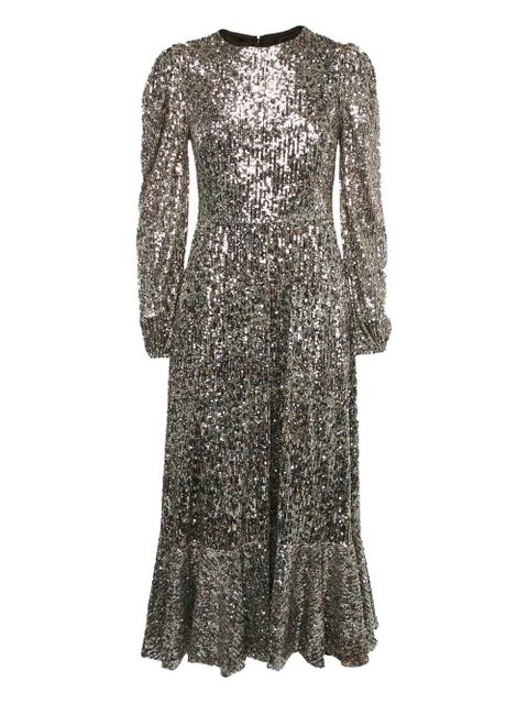 Simkhai sequin-embellished puff-sleeves midi dress - Silver - zdjęcie produktu nr 1