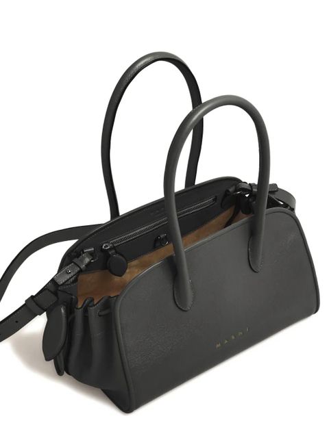 Marni Tulipea drawstring leather tote bag - Black