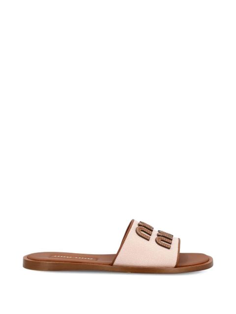 Miu Miu logo-embellishment sandals - Neutrals - zdjęcie produktu nr 1
