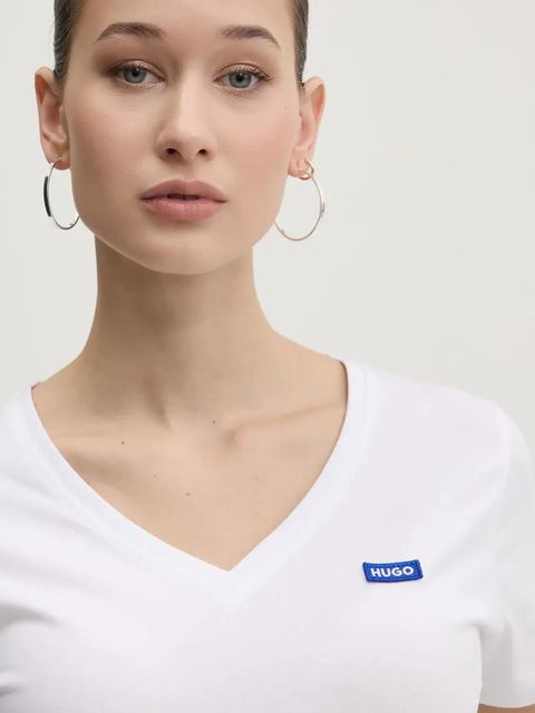 HUGO Blue t-shirt bawełniany damski kolor biały 50513667