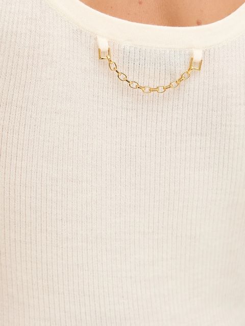 Elisabetta Franchi top z dodatkiem wełny kolor beżowy TK63B57E2