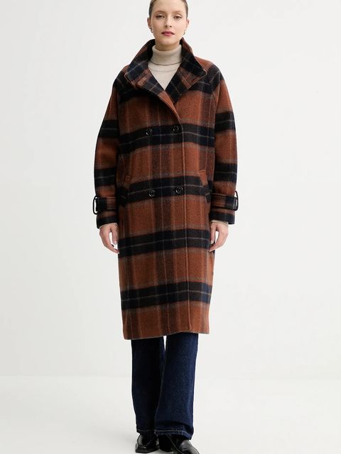 Sessun płaszcz z dodatkiem wełny kolor brązowy 25112023