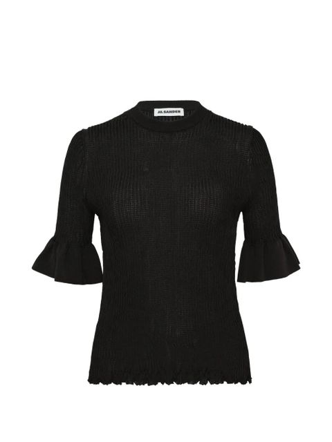 Jil Sander ruffled short-sleeve T-shirt - Black - zdjęcie produktu nr 1