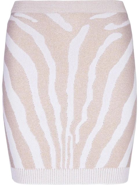Balmain zebra intarsia-knit miniskirt - Neutrals - zdjęcie produktu nr 1