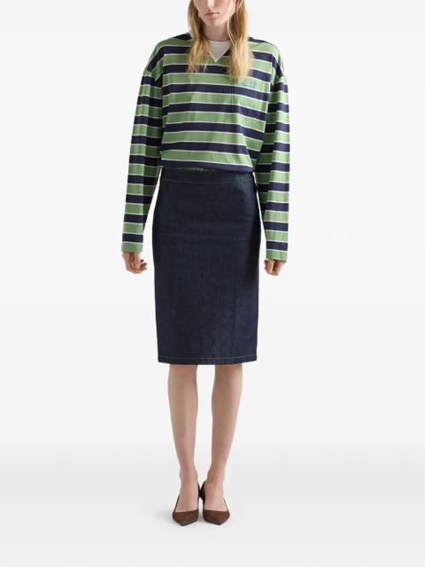 Prada long-sleeved bayadere striped cotton T-shirt - Green - zdjęcie produktu nr 2