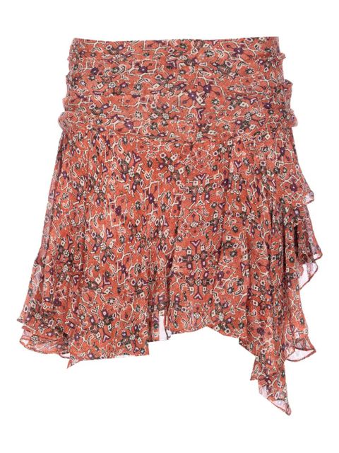 MARANT ÉTOILE ruffled patterned mini skirt - Orange - zdjęcie produktu nr 1