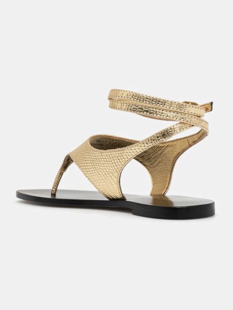 Twinset sandały skórzane damskie kolor złoty 251TGT170