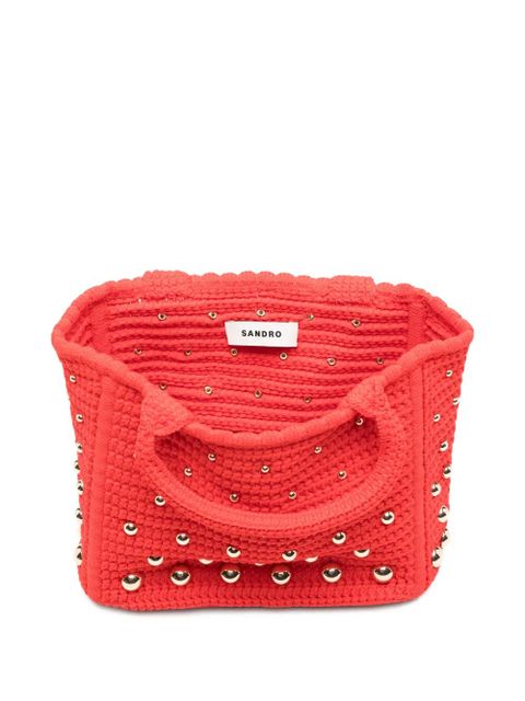 SANDRO stud-embellished tote bag - Red