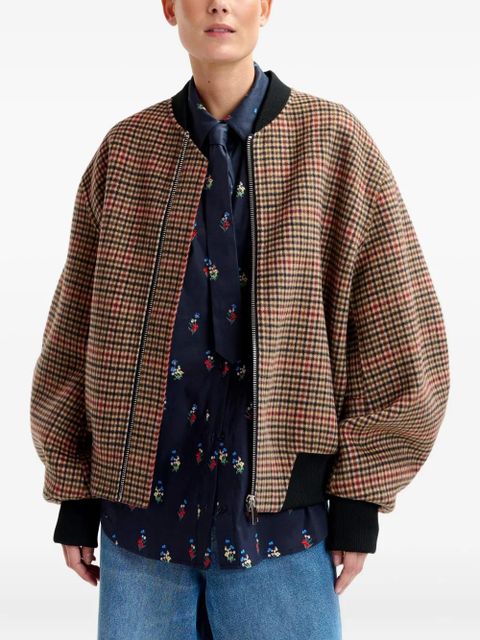 Essentiel Antwerp check-pattern bomber jacket - Brown