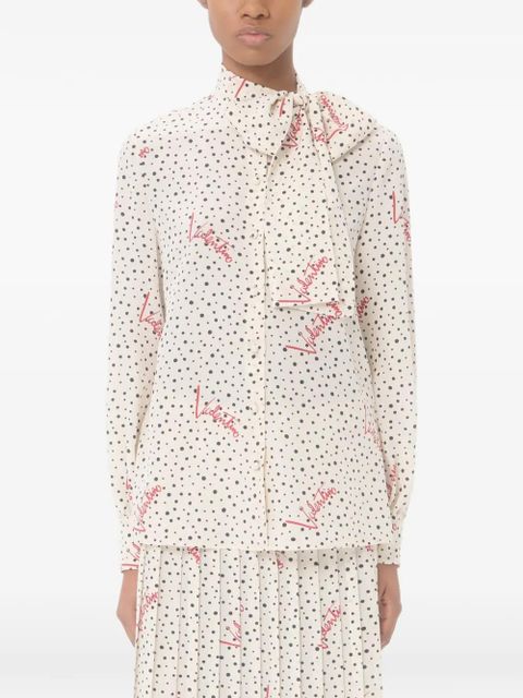 Valentino Garavani Plus De Pois crepe de chine bubble shirt - Neutrals - zdjęcie produktu nr 2