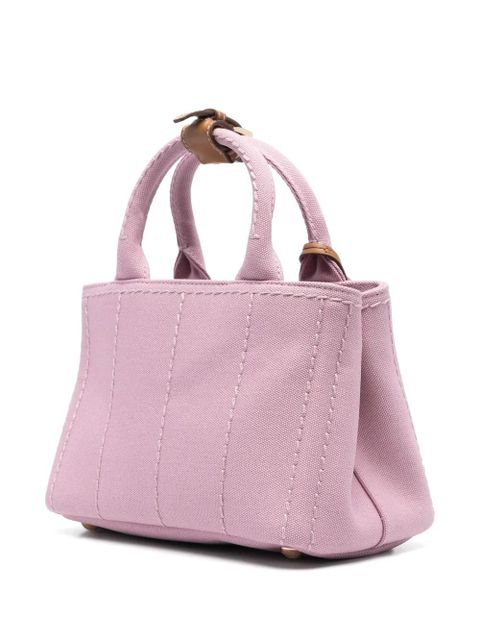 Prada logo-embroidered tote bag - Pink