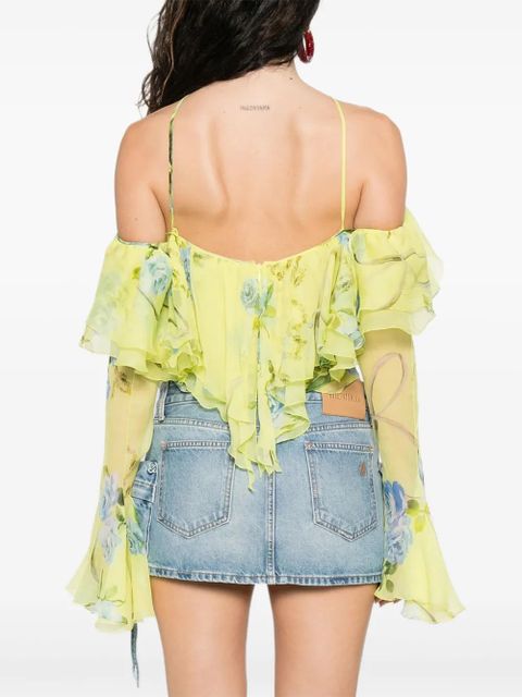 Blumarine floral-print ruffled blouse - Yellow