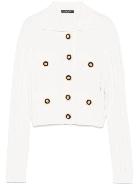 Balmain ribbed cardigan - White - zdjęcie produktu nr 1