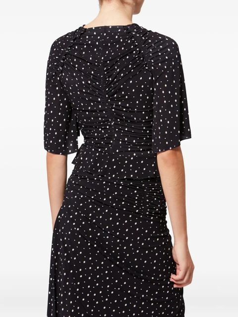ISABEL MARANT draped polka dot top - Black