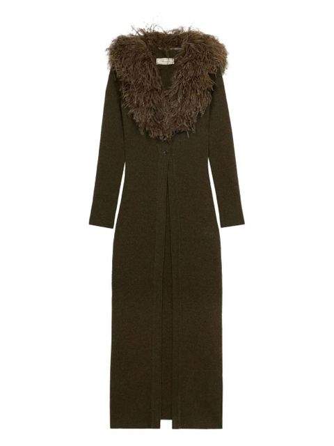 Blumarine feather-embellished long cardigan - Green - zdjęcie produktu nr 1