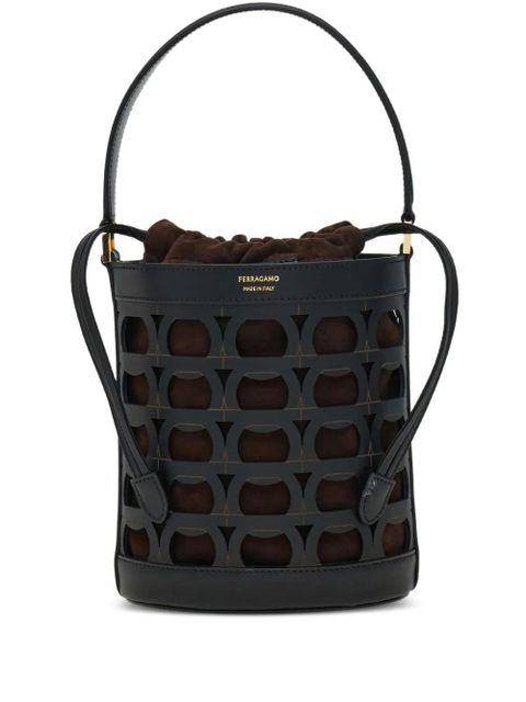 Ferragamo Gancini laser-cut bucket bag - Black - zdjęcie produktu nr 1