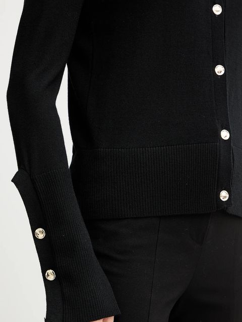 Simona Corsellini kardigan wełniany damski kolor czarny lekki A25CPCRE0201