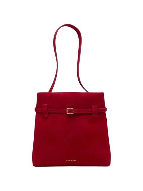 Manu Atelier buckle-detail suede shoulder bag - Red - zdjęcie produktu nr 1
