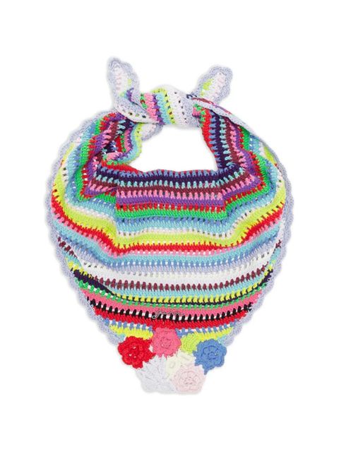 GANNI striped crochet-knit scarf - Blue - zdjęcie produktu nr 1