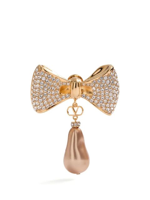 Valentino Garavani San Fin metal earrings with Swarovski® crystals and pearls - Gold