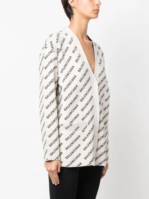 Balenciaga Mini Allover Logo cardigan - White