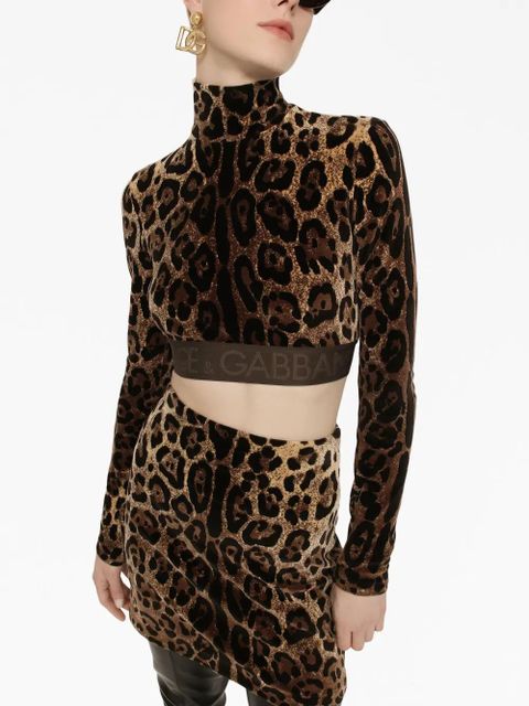Dolce & Gabbana leopard-print high-neck blouse - Brown