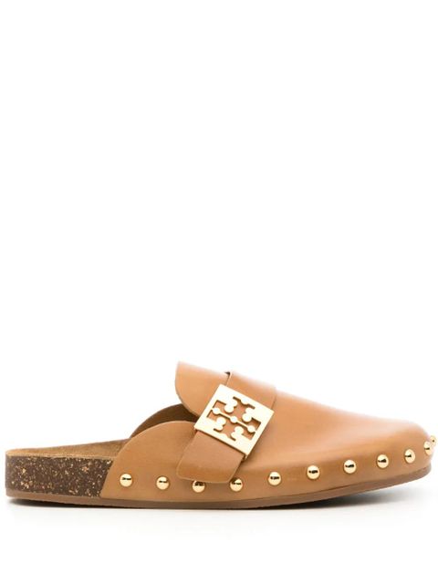 Tory Burch Mellow logo-plaque leather mules - Brown - zdjęcie produktu nr 1
