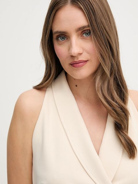 Sandro Ferrone sukienka kolor beżowy midi dopasowana S18XBESAY - zdjęcie produktu nr 2