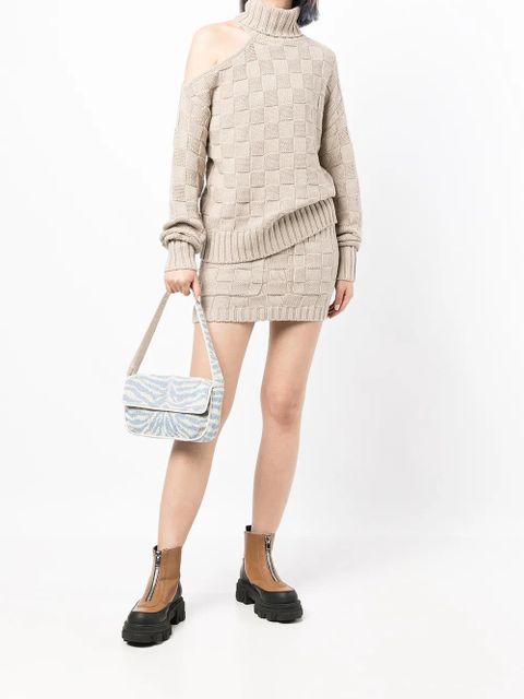 STAUD check-pattern knitted skirt - Brown - zdjęcie produktu nr 2