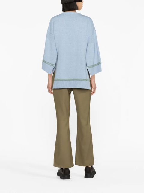 Marni intarsia-logo virgin-wool sweater - Blue