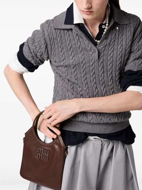 Miu Miu Ivy leather tote bag - Brown - zdjęcie produktu nr 2