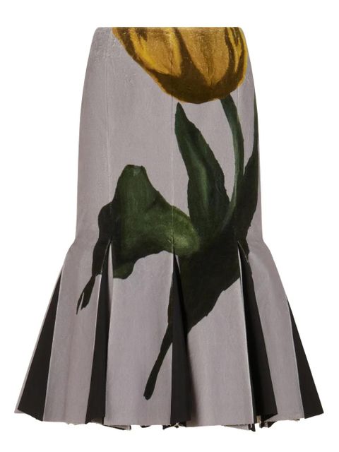 Marni x Slawn & Soldier tulip-print pleated midi skirt - Grey - zdjęcie produktu nr 1